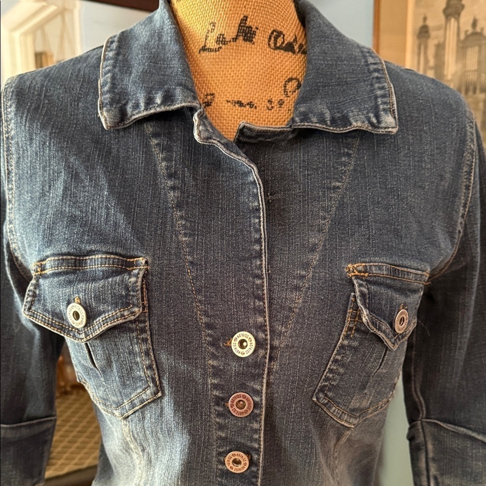 Hot Kiss Y2K Denim Shirt Dress Belted Button Front Blue Medium - Picture 3 of 16